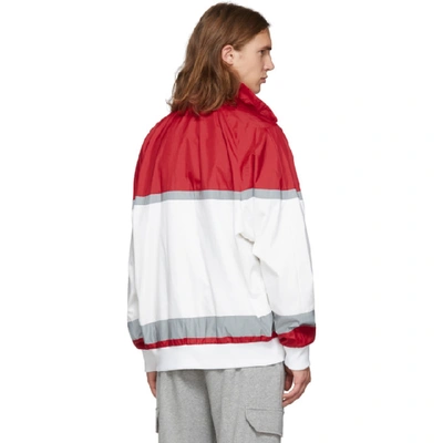 Shop Burberry Red And White Track Jacket