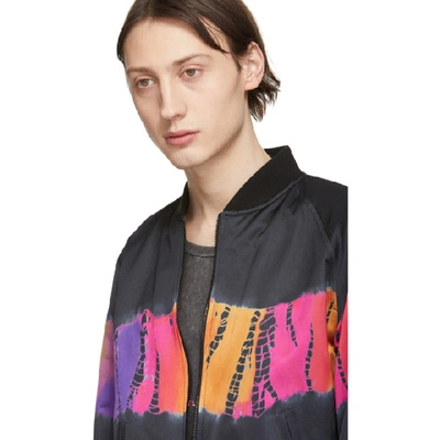 Shop Saint Laurent Black Tie-dye Bomber Jacket In 1052 Black