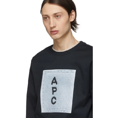 Shop Apc A.p.c. Navy Logo Sweatshirt In Iak Dk Nav