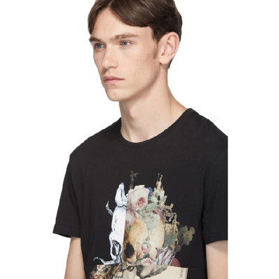 Shop Alexander Mcqueen Black Patchwork Skull T-shirt In 0901 Blkmix