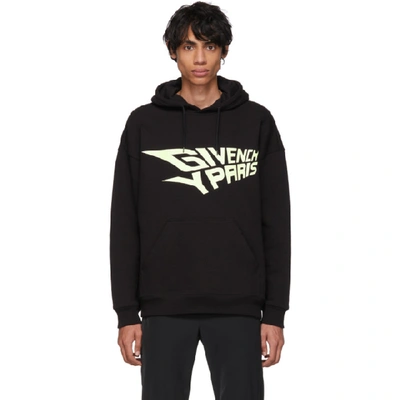 Shop Givenchy Black Glow-in-the-dark Logo Hoodie In 001 Black