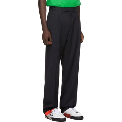 Shop Off-white Navy Wool Classic Trousers In 3200 Dkblno