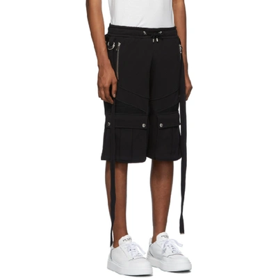 Shop Balmain Black Harness Shorts In 0pa Noir