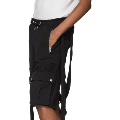 Shop Balmain Black Harness Shorts In 0pa Noir