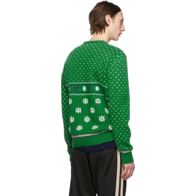 Shop Gucci Green Wool Jacquard Sweater In 3516 Multi