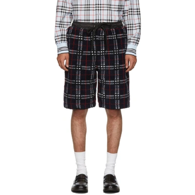 Shop Burberry Navy Faux-shearling Keaton Shorts