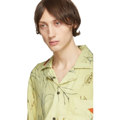 Shop Acne Studios Yellow Botanical Print Shirt