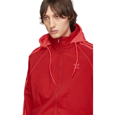 Shop Adidas Originals Red Sst Windbreaker Jacket In Scarlet