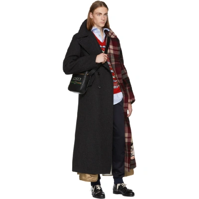 Shop Gucci Grey And Red Wool Madras Coat In 6901 Mix