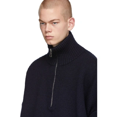 Shop Loewe Navy Oversized Zip Sweater In 5110 Navblu