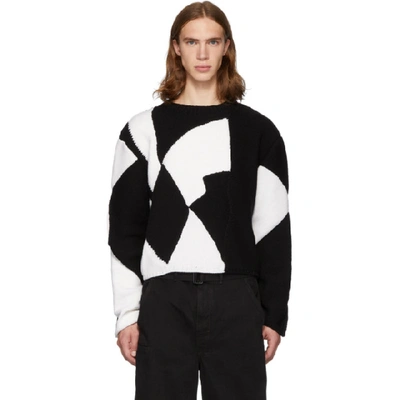 Shop Judy Turner White And Black Merino Wool 2 Color Crush Sweater In Blk White