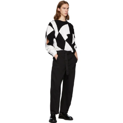 Shop Judy Turner White And Black Merino Wool 2 Color Crush Sweater In Blk White