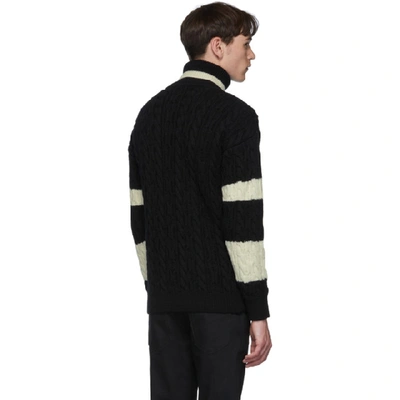 Shop Saint Laurent Black And White Loose Geometrical Turtleneck