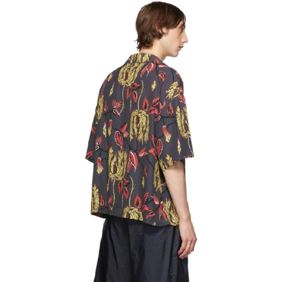 Shop Prada Grey Floral Printed Shirt In Fumo