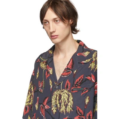 Shop Prada Grey Floral Printed Shirt In Fumo