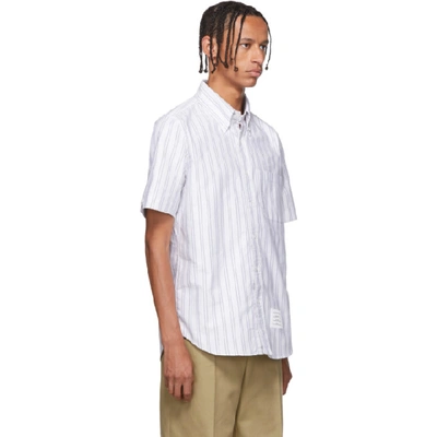 Shop Thom Browne Grey Striped Short Sleeve Shirt In 035 Med Gry