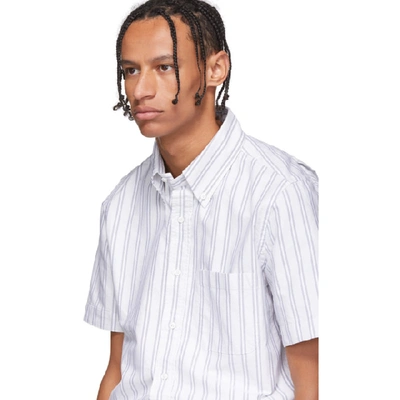 Shop Thom Browne Grey Striped Short Sleeve Shirt In 035 Med Gry