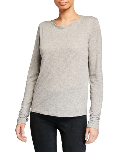 Vince Essential Long-sleeve Crewneck Tee In White