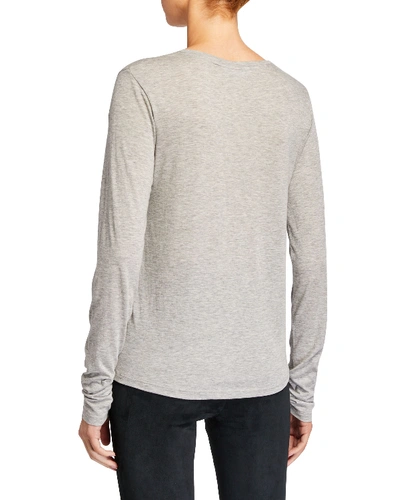 Shop Vince Essential Long-sleeve Crewneck Tee In White
