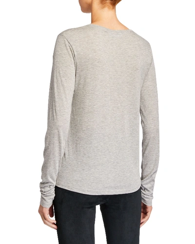 Vince Essential Long-sleeve Crewneck Tee In White