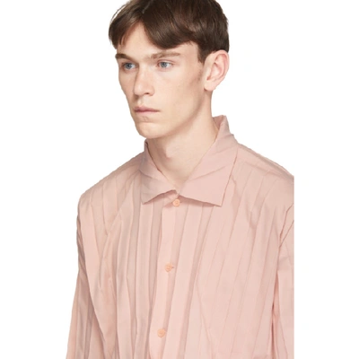 Shop Issey Miyake Homme Plisse  Pink Edge Shirt In 22 Pink