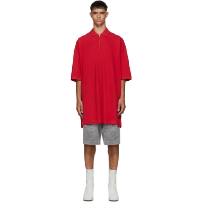 Shop Random Identities Red Oversized Cut-out Polo