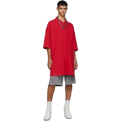 Shop Random Identities Red Oversized Cut-out Polo