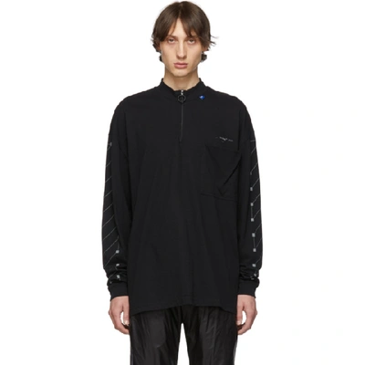 Shop Off-white Black And Silver Diag Backbone Mock Neck Zip T-shirt In Blk Sil