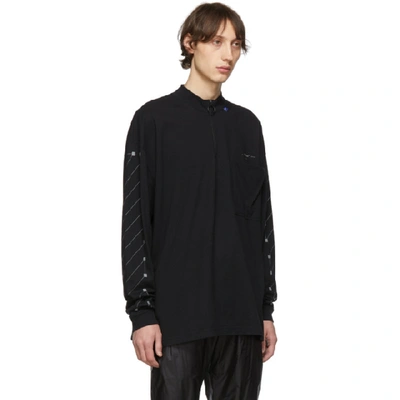 Shop Off-white Black And Silver Diag Backbone Mock Neck Zip T-shirt In Blk Sil