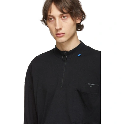 Shop Off-white Black And Silver Diag Backbone Mock Neck Zip T-shirt In Blk Sil