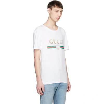 Gucci Oversized Cotton T-shirt With Logo In White | ModeSens
