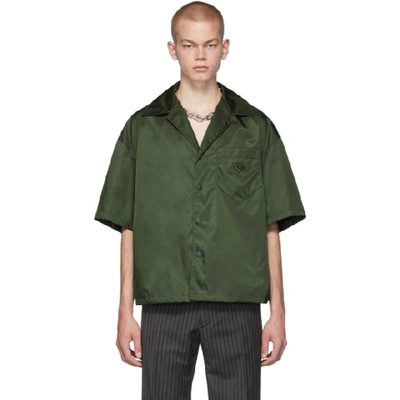 Prada Green Nylon Gabardine Shirt ModeSens