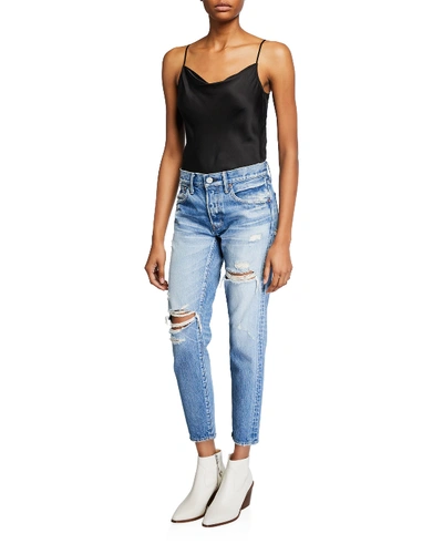 Moussy Vintage Bowie Tapered Distressed Jeans In Blue | ModeSens