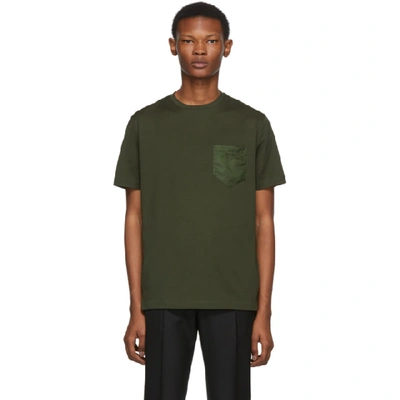 Shop Prada Green Logo Patch T-shirt In Light Grey