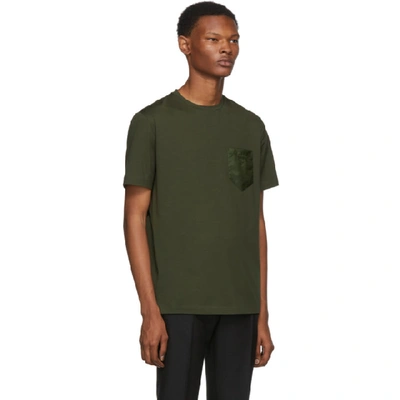 Shop Prada Green Logo Patch T-shirt In Light Grey