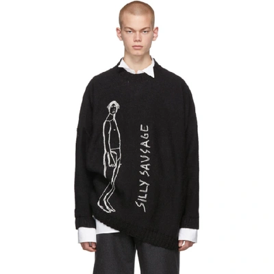 Shop Loewe Black Keith Vaughan Edition Silly Sausage Sweater In 1102 Blkwht