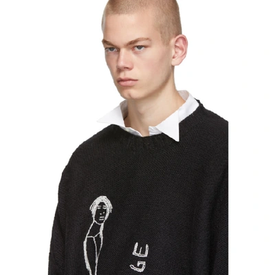 Shop Loewe Black Keith Vaughan Edition Silly Sausage Sweater In 1102 Blkwht