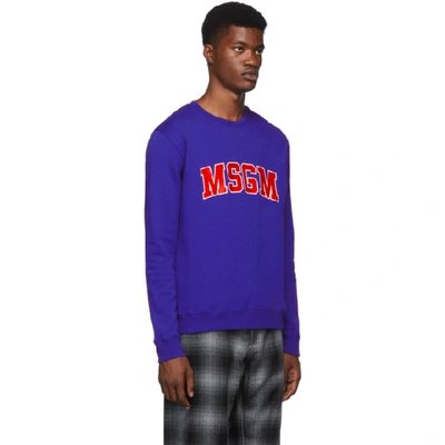 Shop Msgm Blue College Logo Sweatshirt In 85 Blue