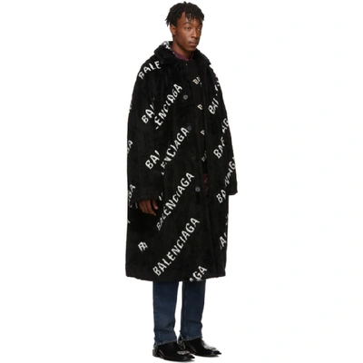 Shop Balenciaga Black Faux-fur Big Fit Car Coat In 1001 Blkivo