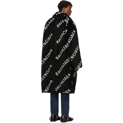 Shop Balenciaga Black Faux-fur Big Fit Car Coat In 1001 Blkivo