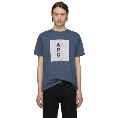 Shop Apc A.p.c. Indigo Logo T-shirt In Bleu Clair