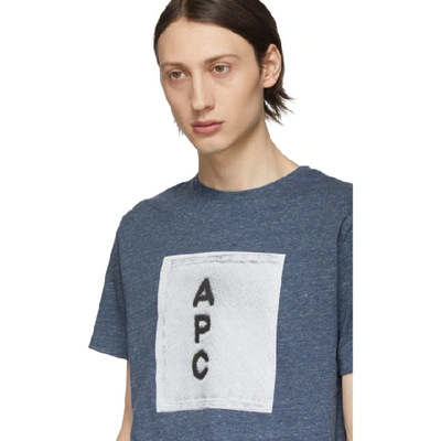 Shop Apc A.p.c. Indigo Logo T-shirt In Bleu Clair