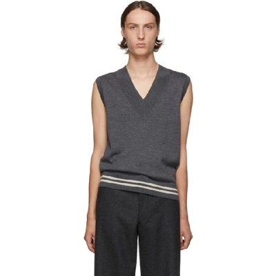 Shop Dries Van Noten Grey Merino Vest In Dark Gry