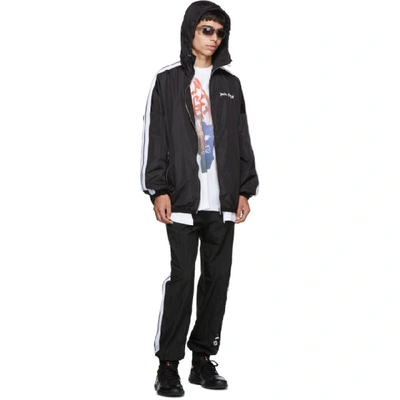 Shop Palm Angels Black & White Track Windbreaker Jacket In 1001 Blkwht