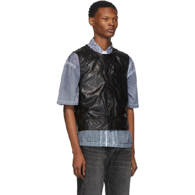 Shop Off-white Black Leather Waistcoat Vest In Blk Wht