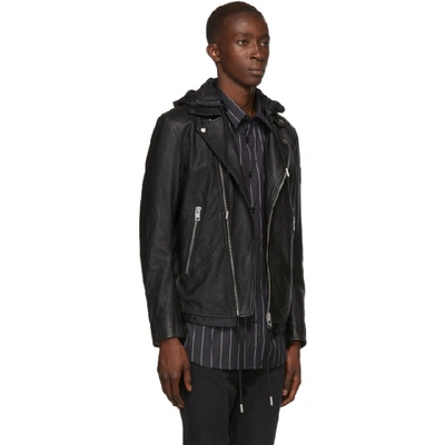 Shop Diesel Black Leather Solove Biker Jacket In 900 Black