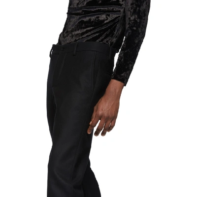 Shop Maison Margiela Black Wool Regular Fit Trousers In 900 Black
