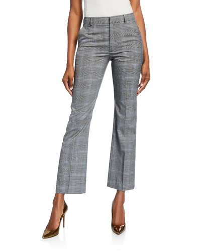 Shop Adeam Glen Plaid Tailored Cigarette Pants In Gray