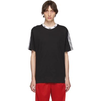 Shop Adidas Originals Black And White Trefoil T-shirt In Blackwhite