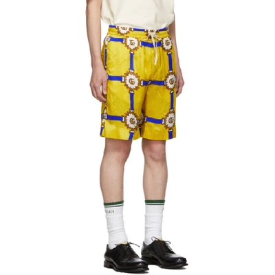 Shop Gucci Yellow Gg Marmont Shorts In 7642 Yellow